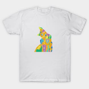 Floral Cat Design T-Shirt